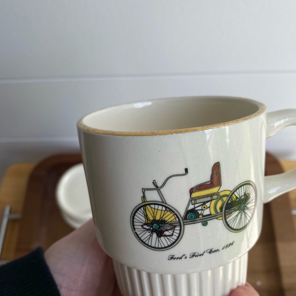 Ceramic Antique Car Mugs Vintage Stackable Set Of 5 Collectible Collector Item - Picture 9 of 15